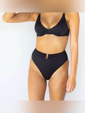 Revel Rey Inez Bikini Bottom in Black Snake Sz M NWT's Beach Pool Resort Capsule